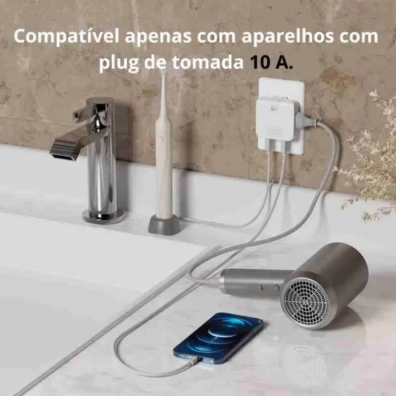 Adaptador Tomada Benjamin Articulado Com Entrada USB - Imagem 7