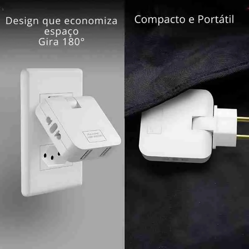 Adaptador Tomada Benjamin Articulado Com Entrada USB - Imagem 8