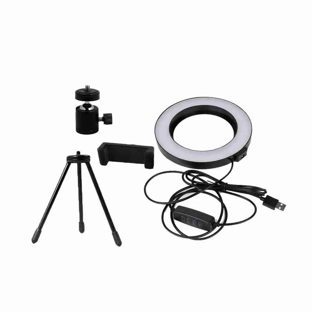 Ring Light De Mesa Iluminador De Led Tripé 6 Polegadas com Suporte Celular - Imagem 5