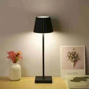 Luminária Abajur Mesa LED Touch Luxo Sem Fio Recarregável Preto