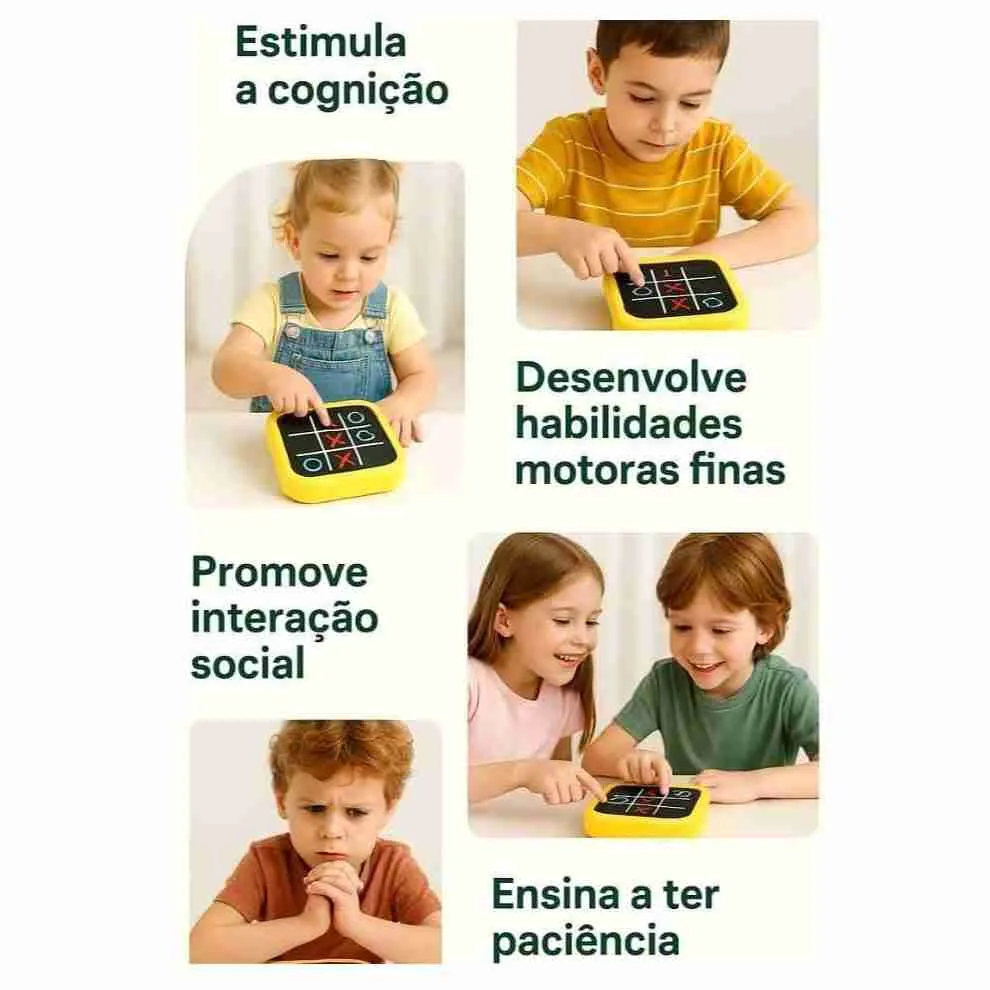 Jogo Eletrônico da Velha e Memória Infantil Recarregável - Imagem 6