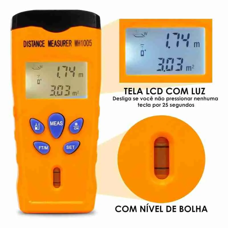 Trena Digital A Laser Com Nível Bolha 18M - Imagem 3