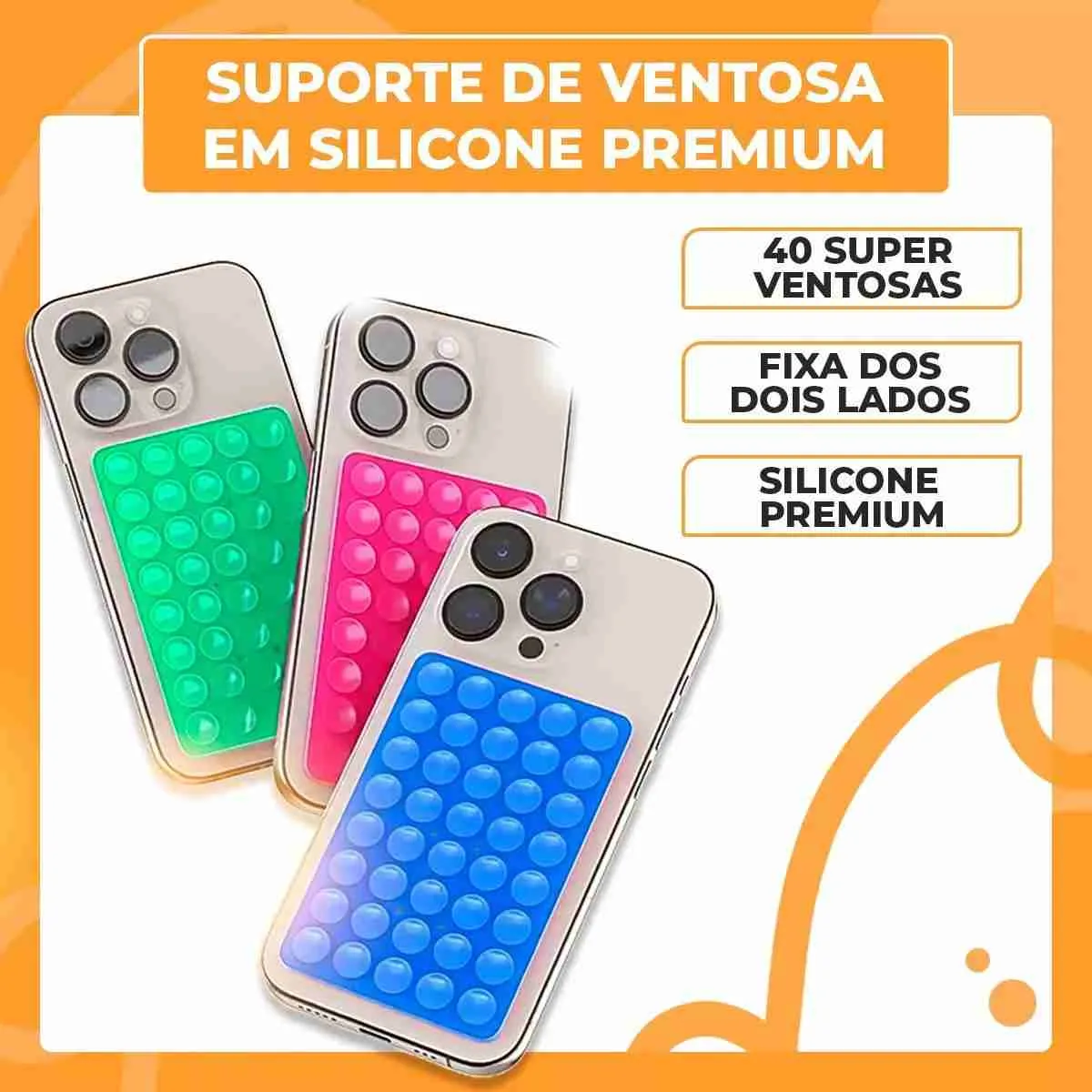 Suporte De Silicone Com Ventosa Para Celular – C/ 2 - Imagem 3