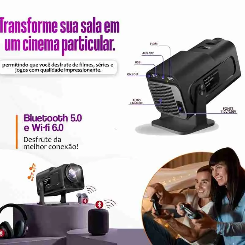 Projetor Full HD Wifi6 4k Android - Imagem 9