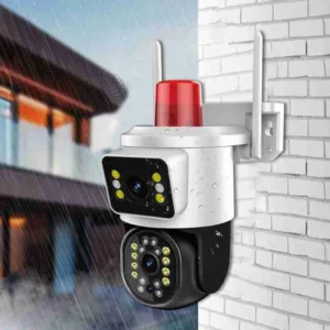 Câmera Dupla De Segurança Wi-Fi 360° Com Sirene E Visão Noturna