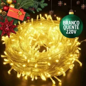 Pisca de Natal 100 Leds Branco Quente 9 Metros – 220V