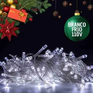 Pisca de Natal 100 Leds Branco Frio 9 Metros – 110V