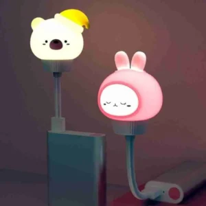 Luminaria Abajur Infantil Bichinhos USB RGB Com Controle Remoto