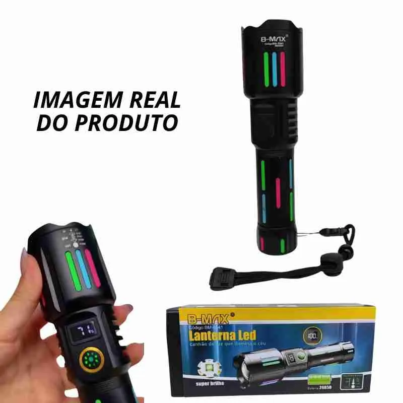 Lanterna Tática LED Potente Canhão De Luz Recarregável - Imagem 10