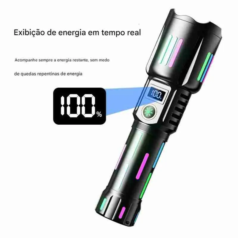 Lanterna Tática LED Potente Canhão De Luz Recarregável - Imagem 3