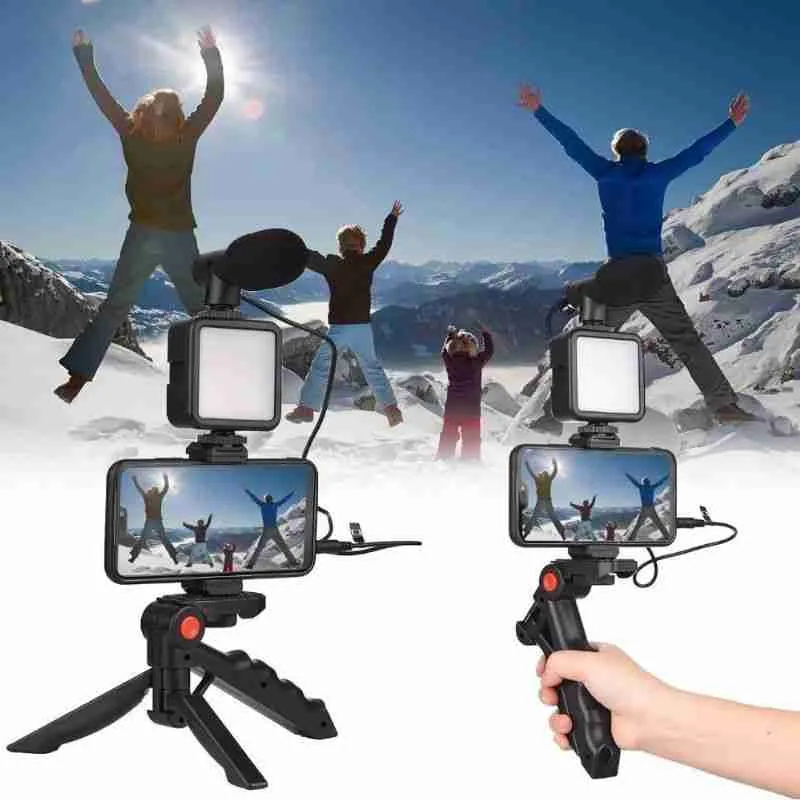 Kit Gravação 4 Em 1 Com Controle Remoto Suporte Celular LED E Microfone - Imagem 3