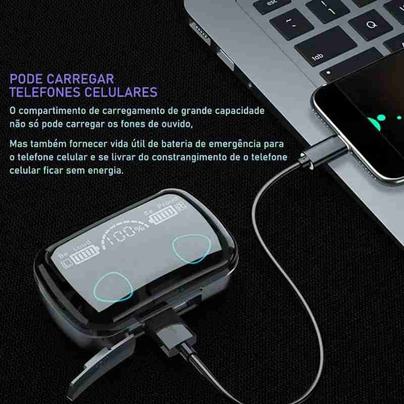 Fone De Ouvido Sem Fio Bluetooth M10 Touch Display LED - Imagem 8