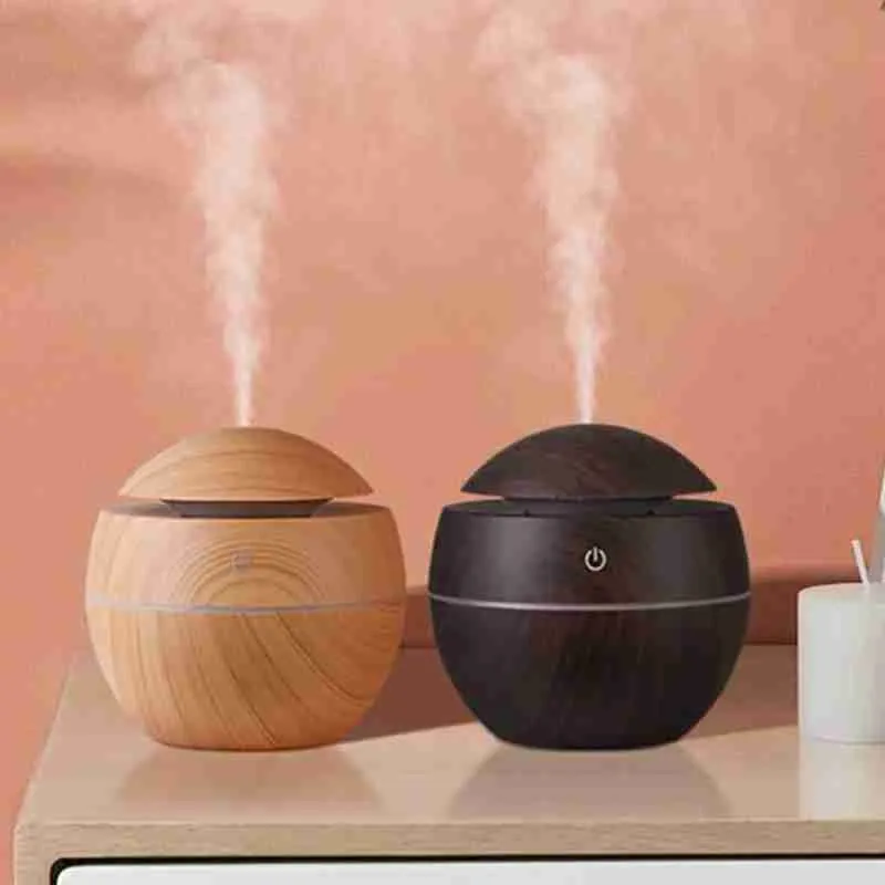 Umidificador Ultrassônico Usb Tipo Madeira Redondo Com Luz RGB - Imagem 3