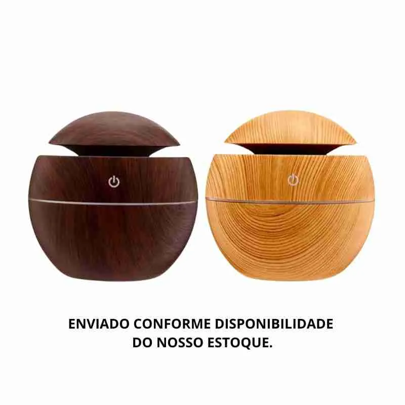 Umidificador Ultrassônico Usb Tipo Madeira Redondo Com Luz RGB - Imagem 9