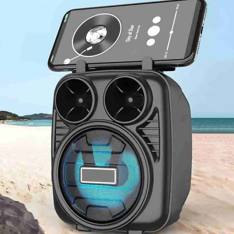 Mini Caixa De Som Bluetooth Com Radio FM E Led