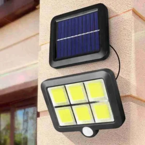 Luminária Solar 120 Cob Com Sensor Presença E Controle Remoto 3 Funções