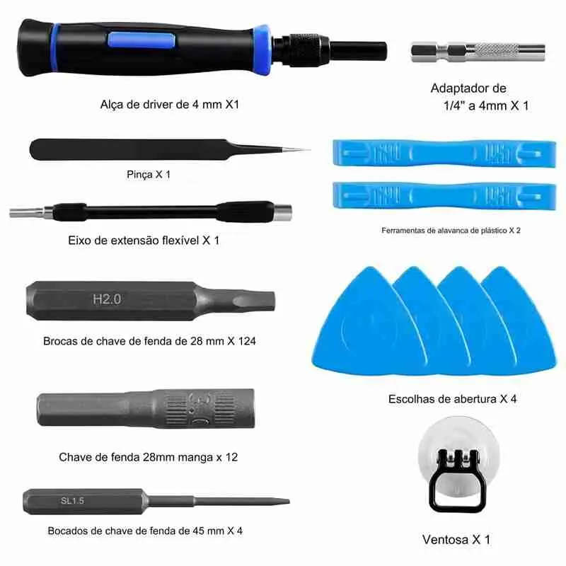 Kit Chaves De Fenda+ Bits Multifuncional 152 Peças - Imagem 5