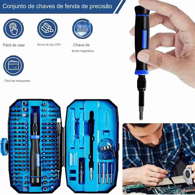 Kit Chaves De Fenda+ Bits Multifuncional 152 Peças - Imagem 7
