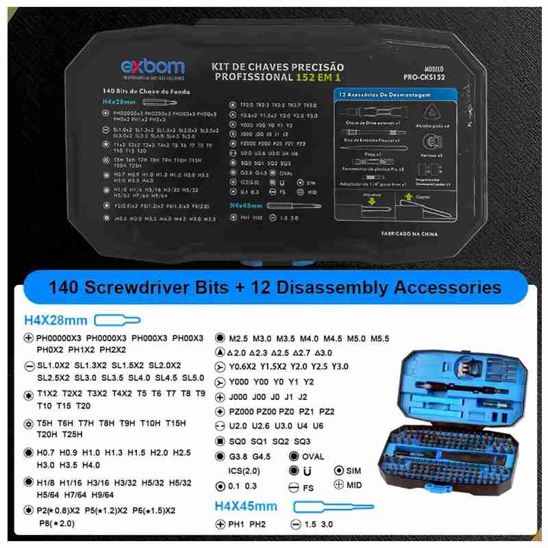 Kit Chaves De Fenda+ Bits Multifuncional 152 Peças - Imagem 9