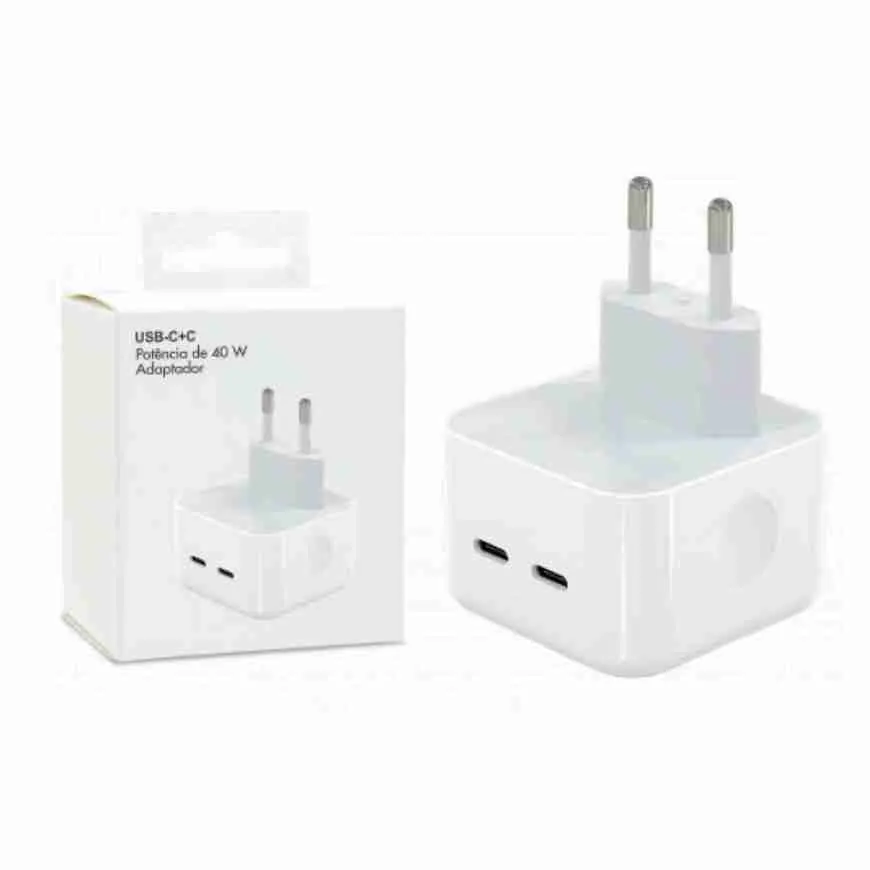 Fonte Tomada Carregadora C+C 40W Para IPhone 11/12/13/14/Tipo C – Duplo USB C - Imagem 4