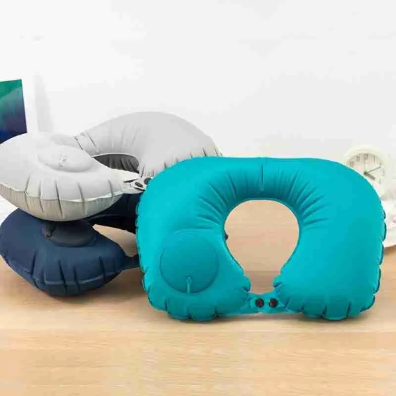 Almofada Travesseiro Pescoço Viagem Confortável Inflável - Imagem 2