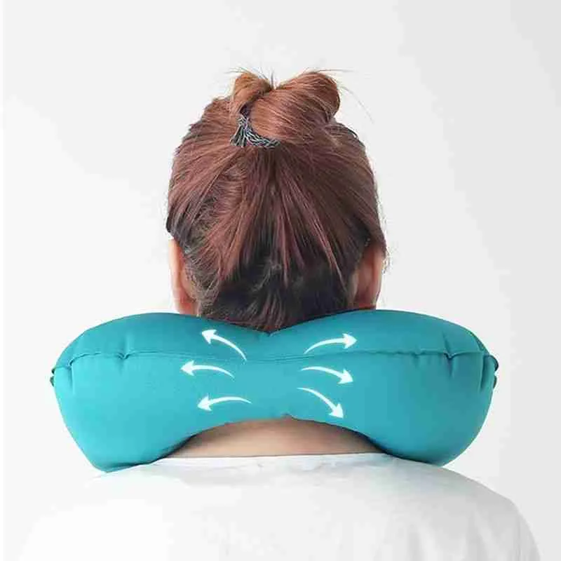 Almofada Travesseiro Pescoço Viagem Confortável Inflável - Imagem 5