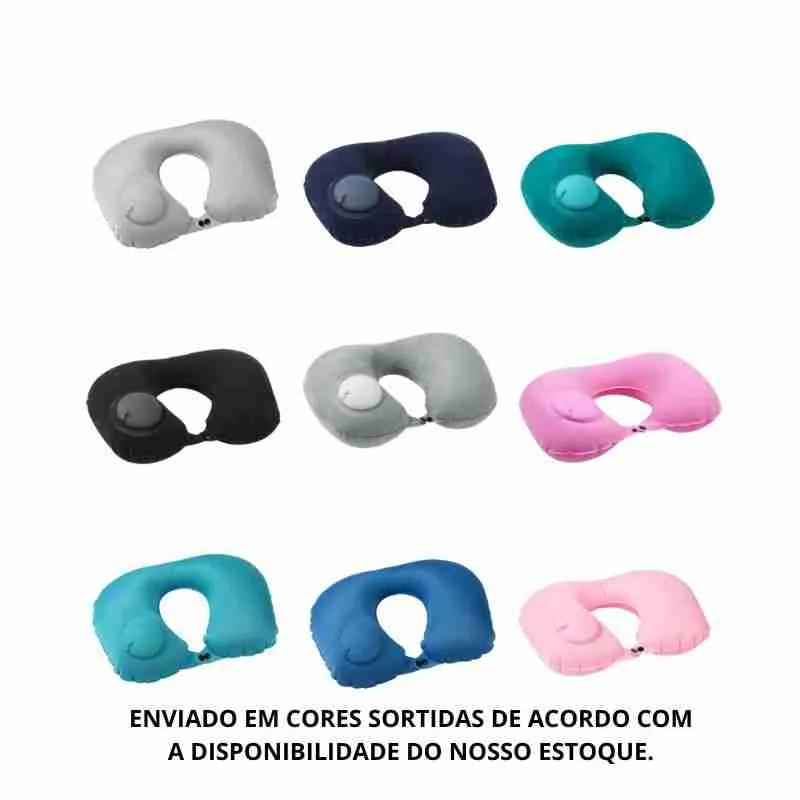 Almofada Travesseiro Pescoço Viagem Confortável Inflável - Imagem 7