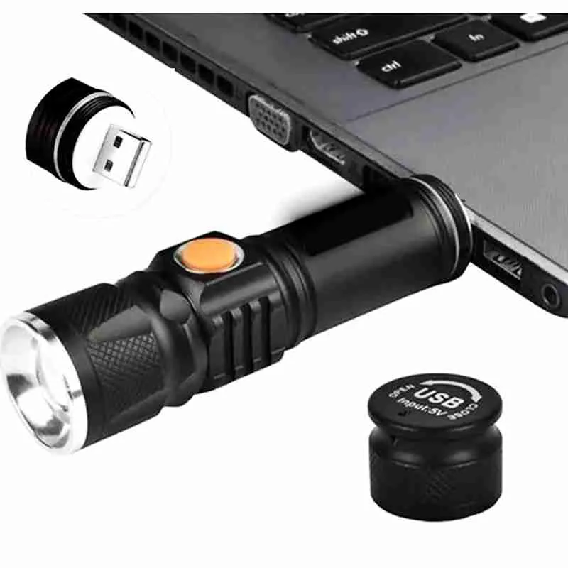 Mini Lanterna LED Tática Potente Recarregável USB C/ Zoom - Imagem 4