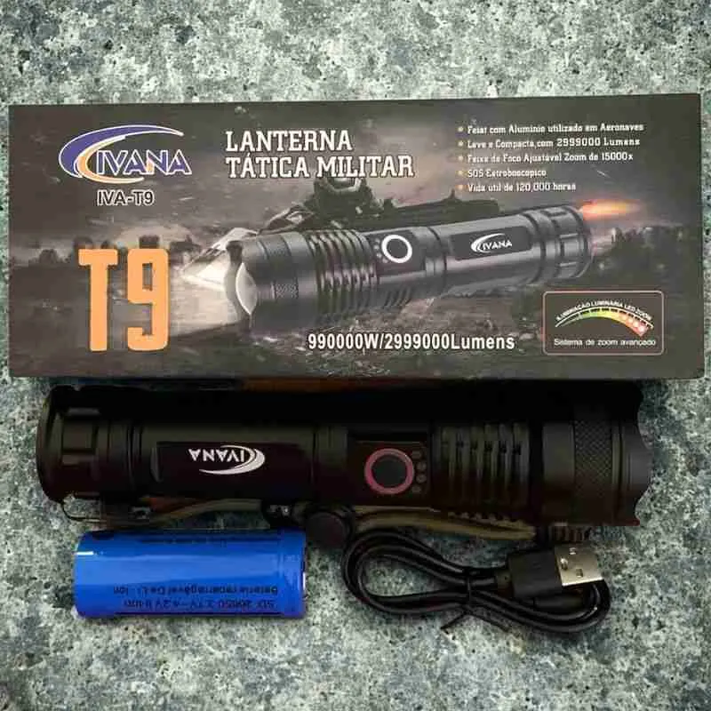 Lanterna Tática Luz Forte LED T9 P50 - Imagem 7