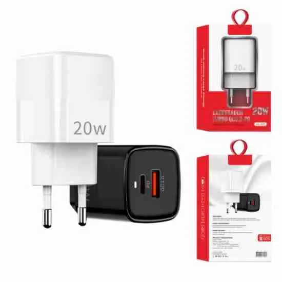 Carregador Turbo De Tomada 1 USB-C + 1 USB – QC3.0 20w - Imagem 2