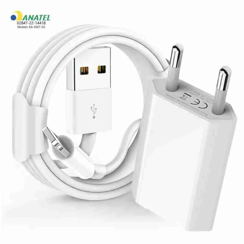 Carregador Iphone 5 6 7 8 X Xr Xs – 12W + Cabo USB