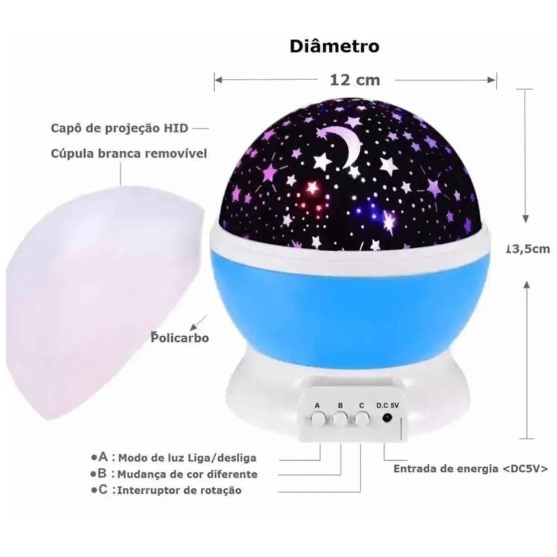 Luminária Projetor Estrela 360º Galaxy Abajur Star Master - Imagem 7