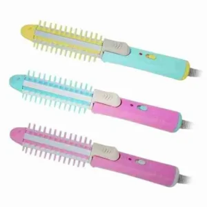 Mini Chapinha Prancha e Escova Elétrica Cachos 2 em 1 em Cerâmica