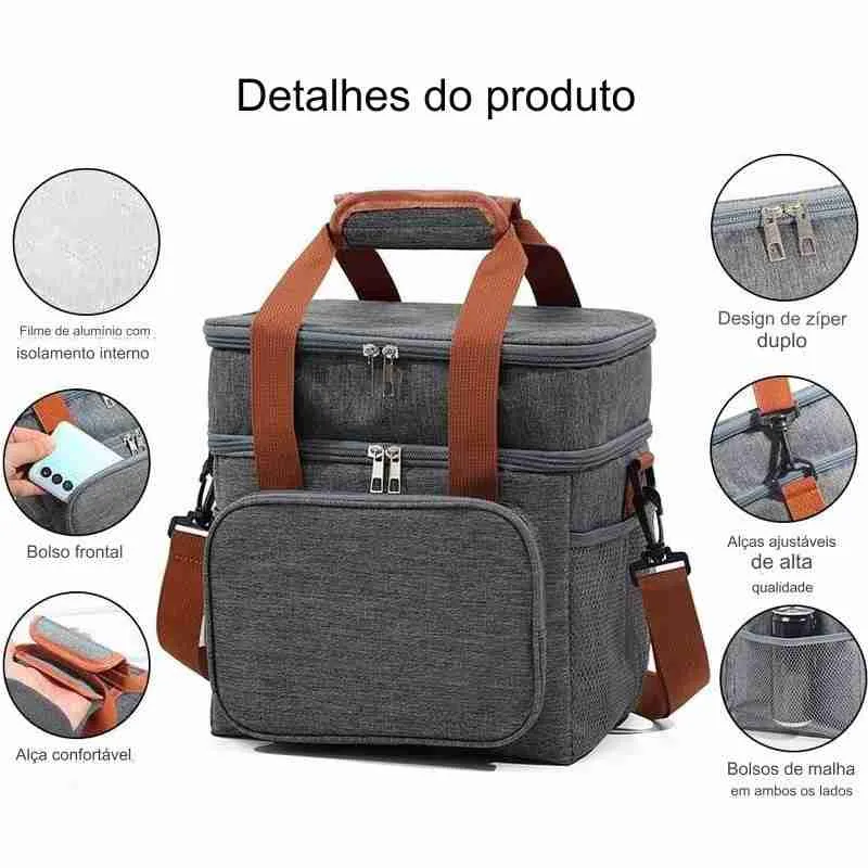 Bolsa Térmica Com Alça Transversal 2 Compartimentos - Imagem 6