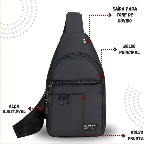 Bolsa Mochila Transversal Ombro Ajustável - Imagem 4