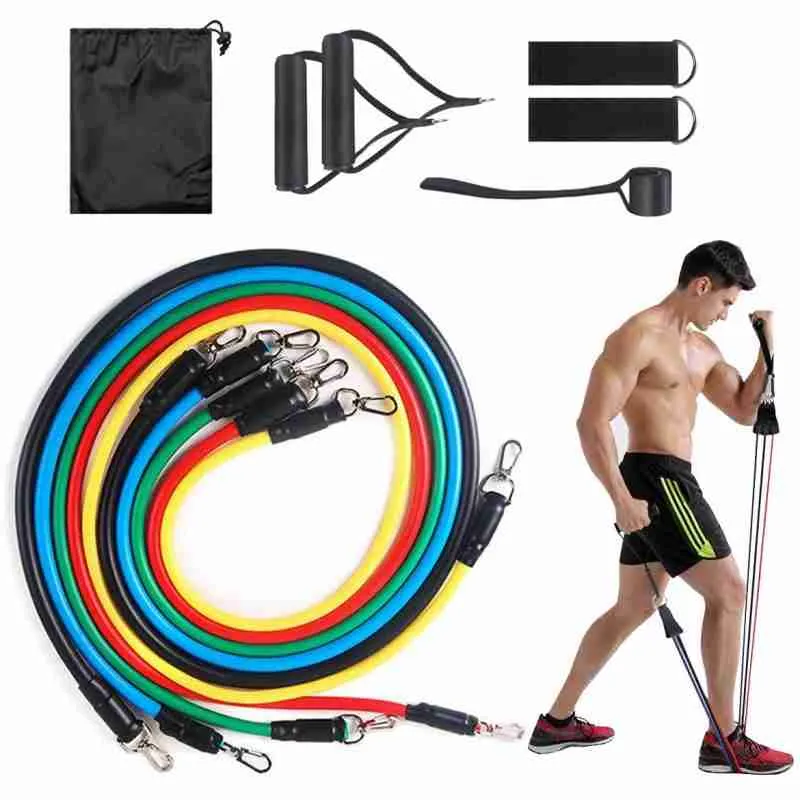 Kit Elástico Extensor 11 Itens Musculação Funcional em Casa