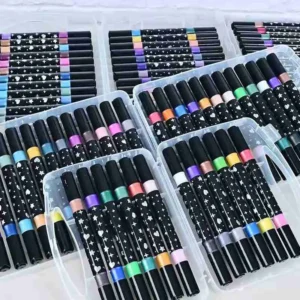 Kit de Canetas Marcadores Ponta Dupla Touch Love Glitter – 36 Canetas / 72 Cores