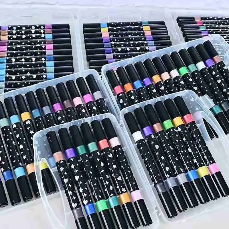 Kit de Canetas Marcadores Ponta Dupla Touch Love Glitter – 36 Canetas / 72 Cores