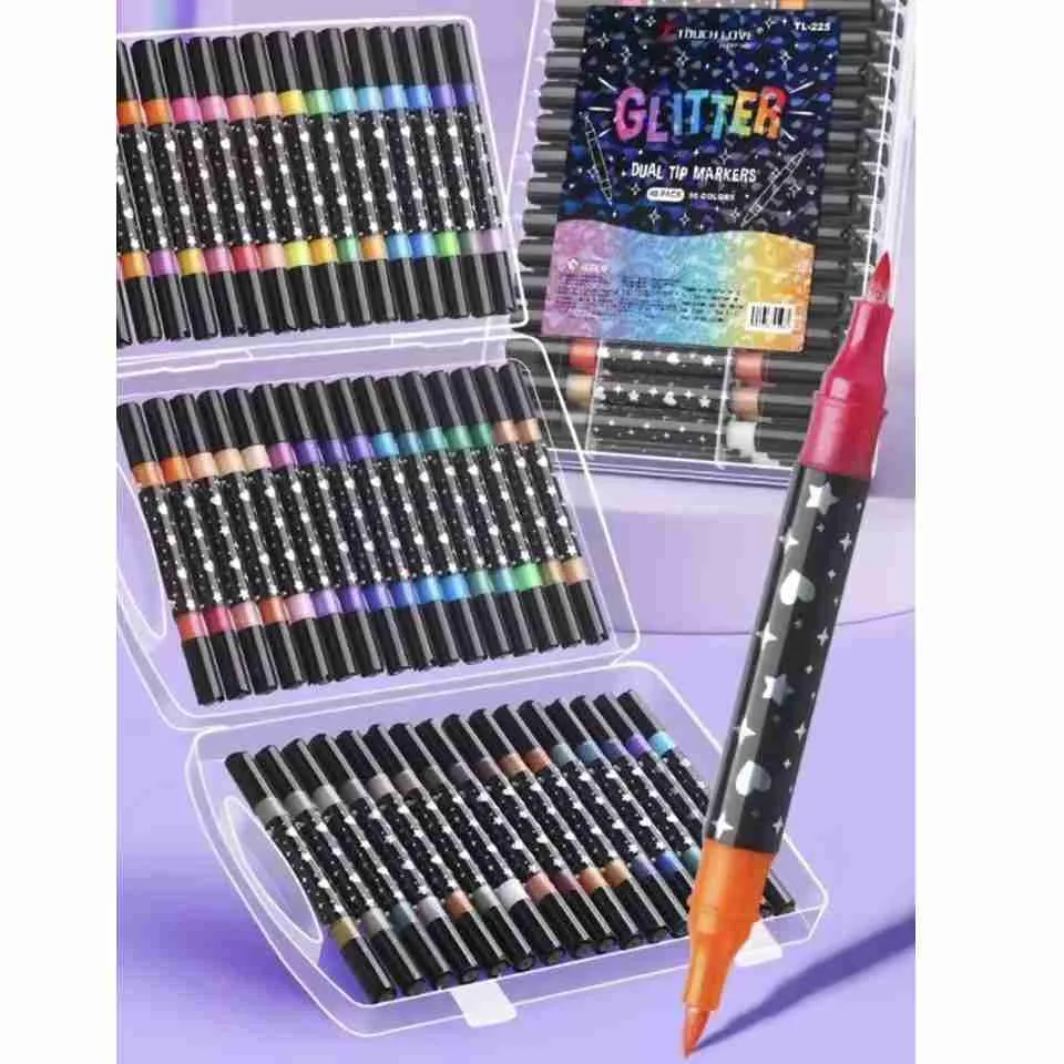 Kit de Canetas Marcadores Ponta Dupla Touch Love Glitter – 36 Canetas / 72 Cores - Imagem 3