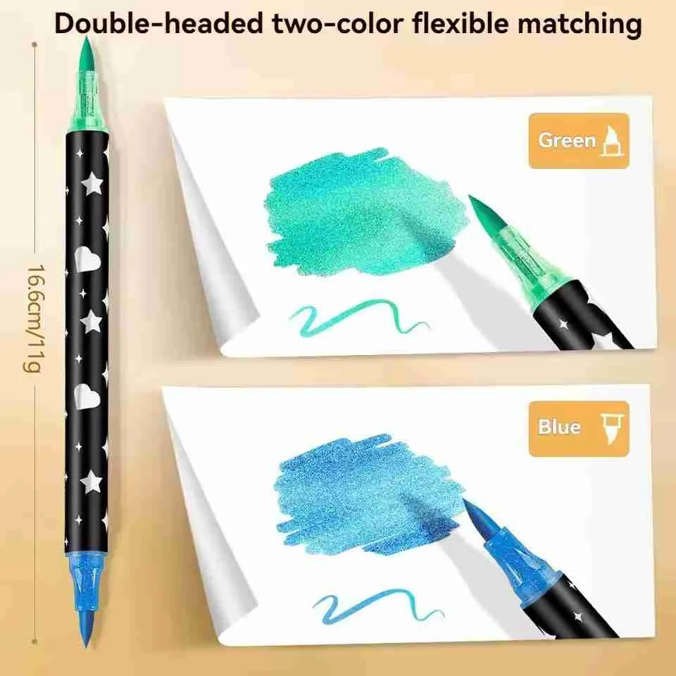 Kit de Canetas Marcadores Ponta Dupla Touch Love Glitter – 36 Canetas / 72 Cores - Imagem 7