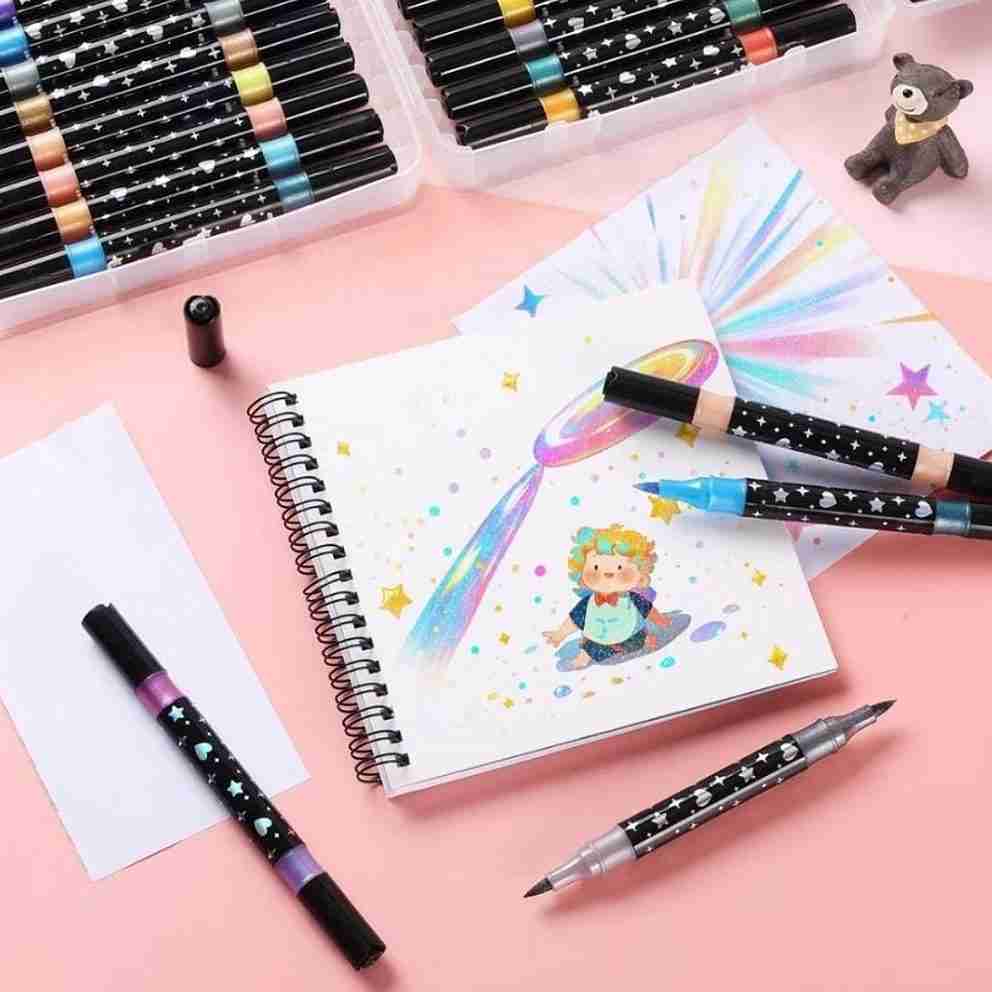 Kit de Canetas Marcadores Ponta Dupla Touch Love Glitter – 24 Canetas / 48 Cores - Imagem 4