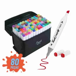 Kit De Canetas Marcador Permanente Ponta Dupla – 80 Cores