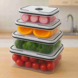 Jogo de Potes Herméticos em Plástico Retangular – 4 Peças