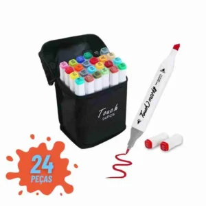 Kit De Canetas Marcador Permanente Ponta Dupla – 24 Cores
