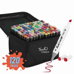 Kit De Canetas Marcador Permanente Ponta Dupla – 120 Cores