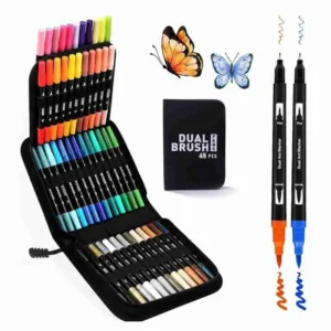 Kit De Canetas Color Mix Ponta Dupla Com Estojo – 48 Peças