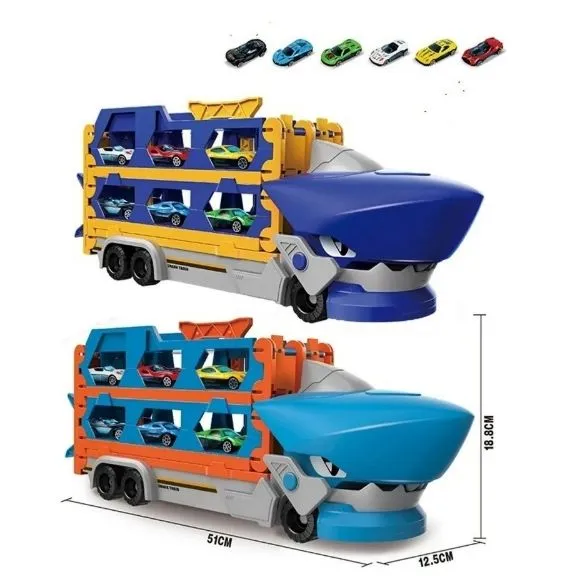 Caminhão Tubarão 2 em 1 Vira Pista com Lançador de Carrinhos - Imagem 3