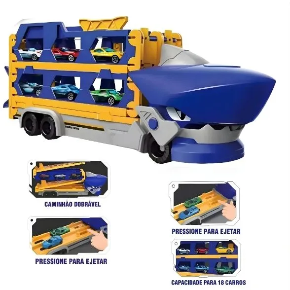 Caminhão Tubarão 2 em 1 Vira Pista com Lançador de Carrinhos - Imagem 6