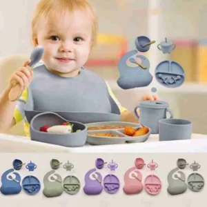 Kit Refeição Bebê Em Silicone – 08 Peças