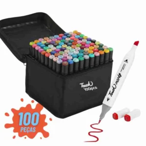 Kit De Canetas Marcador Permanente Ponta Dupla – 100 Cores